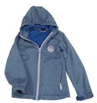 Modrá melírovaná softshellová bunda s nášivkou a kapucí ACTIVE TOUCH