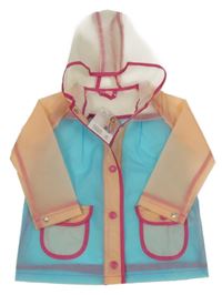 Nové - azurovo-meruňková pláštěnka s kapucí POCOPIANO