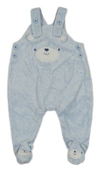 Světlemodré melírované sametové dupačky s medvídkem George