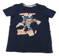 Tmavomodré tričko s Angry Birds/Transformers 