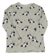 Světlešedé melírované pyžamové triko s pandami M&S