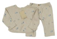 Nové - 2Set - Smetanový svetr s ptáčky + kalhoty LEIGH TUCKER