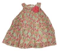 Smetanové plisované šaty s kytičkami a 3D květem H&M