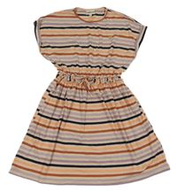 Pudrovo-pruhované šaty se srdíčkem a kanýrkem POMP de LUX