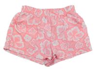 Růžové květované plážové kraťasy little kids