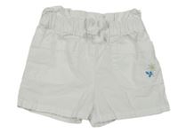 Bílé paper bag plátěné kraťasy s kytičkou a mašlí ORCHESTRA