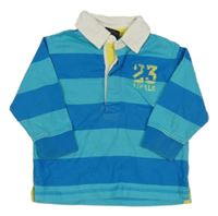 Azurovo-modrá pruhovaná mikina s číslem a límečkem Next