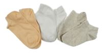 3x - Kotníčkové ponožky - Meruňkové, bílé, světlebéžovo/šedé melírované