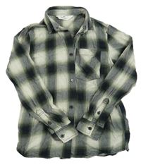 Černo-smetanovo-šedo-olivová kostkovaná košile H&M