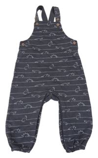 Tmavošedé pruhované laclové tepláky s dinosaury M&S