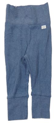 Modré melírované žebrované tepláky s nášivkou H&M