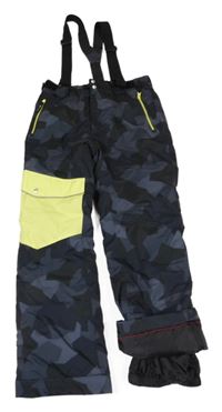 Tmavošedo-černé army šusťákové zimní oteplovačky s odepínacími kšandami Dare 2B