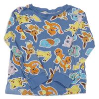 Modré pyžamové triko s pokémony