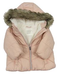 Pudrová šusťáková zimní bunda s kapucí F&F