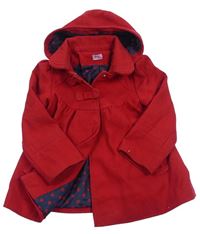 Červený flaušový zateplený kabát s kapucí F&F