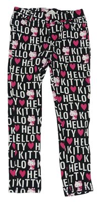 Černé tregíny s nápisy a srdíčky a Hello Kitty H&M
