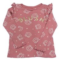 Starorůžové žebrované triko s Blush a srdíčky George