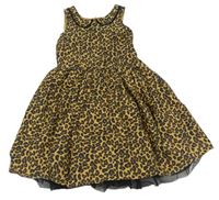 Hnědé plátěné šaty s leopardím vzorem Next