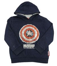 Tmavomodrá melírovaná mikina s překlápěcími flitry a kapucí - Avengers Primark