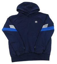 Tmavomodrá mikina s logem a kapucí Adidas