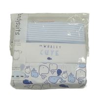 3x body - bílé s velrybami + bílé s nápisem + světlemodro-bílé pruhované Dunnes