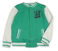 Zeleno-bílá baseballová mikina s písmenem H&M