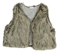 Šedo-béžová kožešinová podšitá crop vesta Next