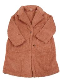 Starorůžový chlupatý kabát Shein