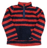 Červeno-tmavomodrá pruhovaná chlupatá mikina Joules