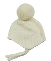 Smetanová pletená čepice s bambulí