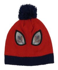 Červeno-tmavomodrá pletená čepice s měnícími obrázky a bambulí - Spiderman Marvel