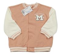 Nové - Starorůžovo-smetanová baseballová mikina s písmenem H&M