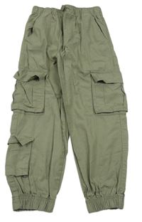 Khaki plátěné cargo cuff kalhoty Primark