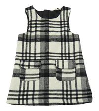 Světlešedo-černé kostkované vlněné šaty F&F