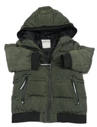 Khaki šusťáková zimní bunda s kapucí Minoti