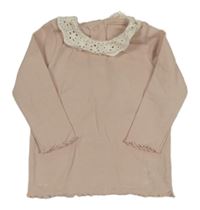 Pudrové triko s madeirovým límečkem George