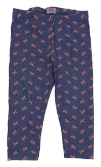 Tmavomodré capri legíny s koňmi F&F