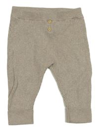 Světlehnědé žebrované pletené tepláky s knoflíky H&M