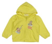 Žlutá propínací mikina s medvědy a kapucí Prénatal