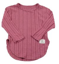 Tmavorůžová melírovaná žebrovaná úpletová tunika s nášivkou