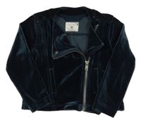 Tmavomodrý sametový propínací křivák Next