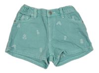 Tyrkysové riflové kraťasy s výšivkami květin Zara