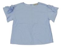 Světlemodrá melírovaná halenka s mašlemi Zara