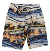 Barevné šusťákové kraťasy s palmami