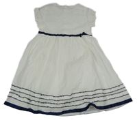 Bílé šaty s madeirou a pruhy