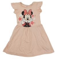 Růžové bavlněné šaty s Minnie a puntíky C&A