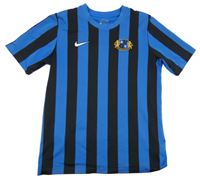 Modro-černé pruhované sportovní funkční tričko s potiskem Nike