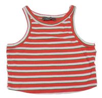 Červeno-zeleno-růžový pruhovaný žebrovaný crop top Primark