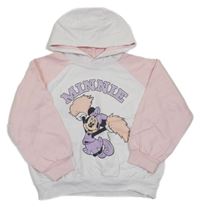 Bílo-světlerůžová mikina s Minnie a kapucí Disney