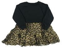 Černé teplákové šaty s lehkou leopardí sukní zn. Next